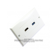 Placa Tapa Decora HDMI 4k en L 90° + USB 3.0 en ABS